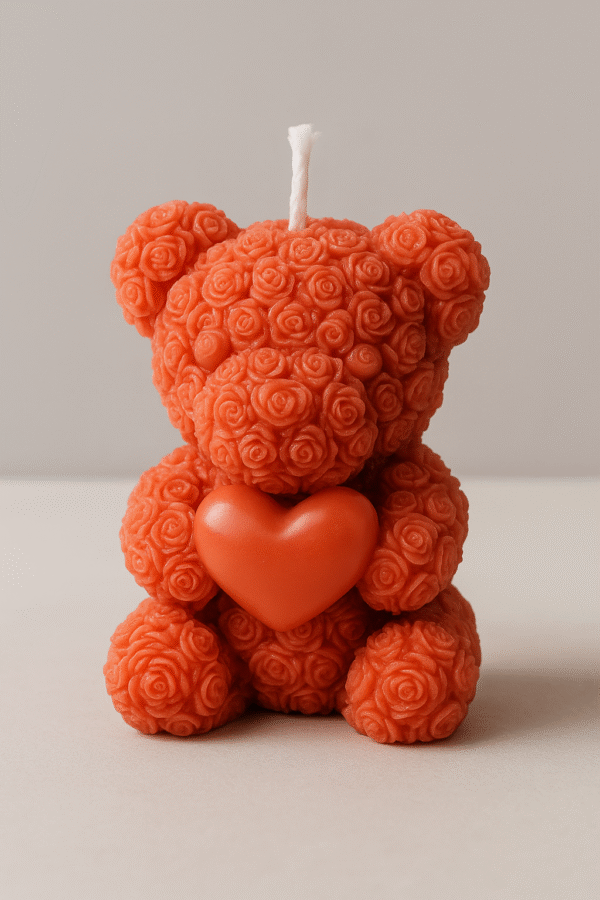 Mini Teddy Bear Candle – Red Colour by Heziglow Candles