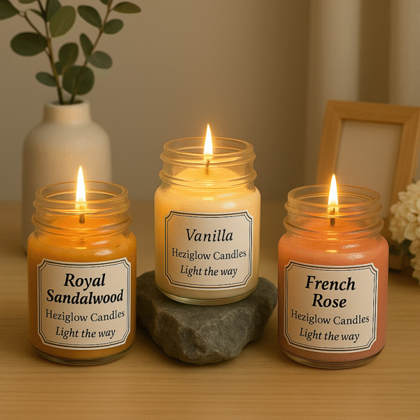 Combo of Three Medium Jar Scented Candles – Royal Sandalwood, Vanilla & French Rose - Image 2