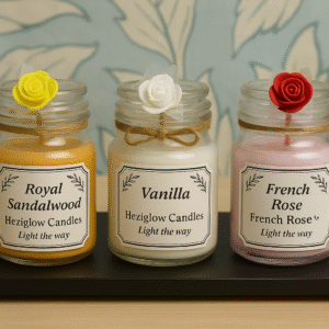 Combo of Three Medium Jar Scented Candles – Royal Sandalwood, Vanilla & French Rose