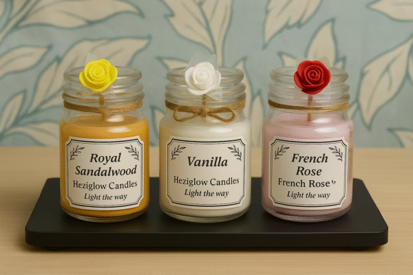 Combo of Three Medium Jar Scented Candles – Royal Sandalwood, Vanilla & French Rose