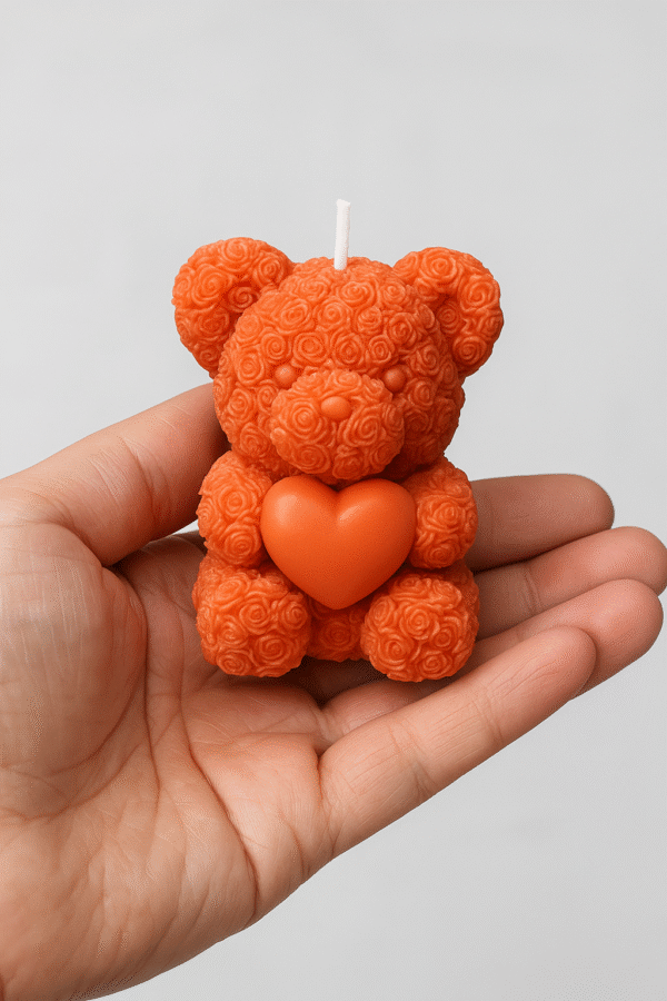 Mini Teddy Bear Candle – Red Colour by Heziglow Candles - Image 2