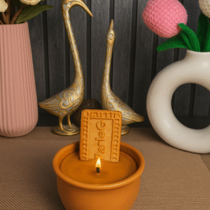 Kulhad Tea Candle with Wax Parle-G Biscuit Pure Soy Wax with Kadak Tea Fragrance by Heziglow Candles